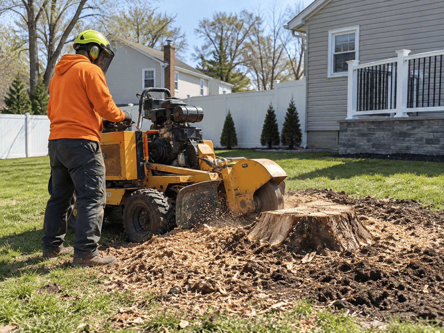 Stump removal by Palacios Bro Construction LLC